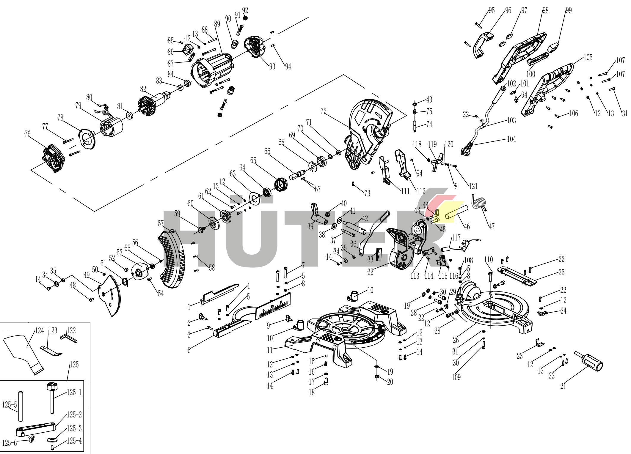 Запчасти для торцовочной пилы ПТ-255Л Вихрь серии HMI 72/18/1