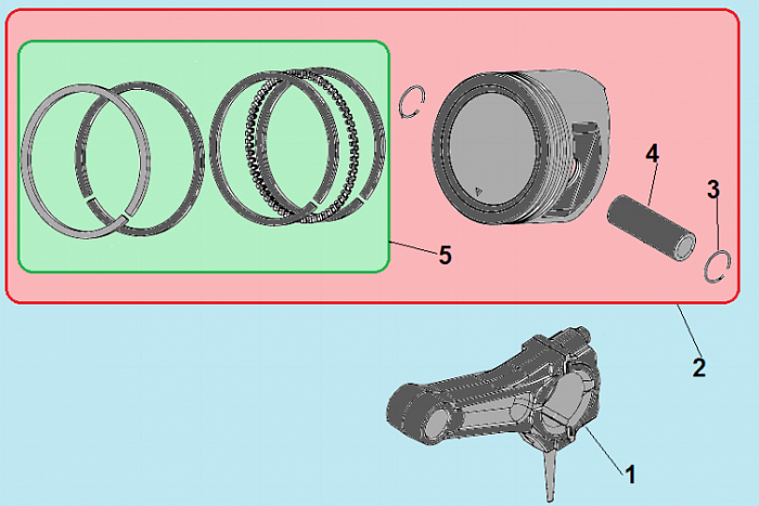 6 ПОРШЕНЬ - ШАТУН ГЕНЕРАТОР CHAMPION GG6501E+ATS